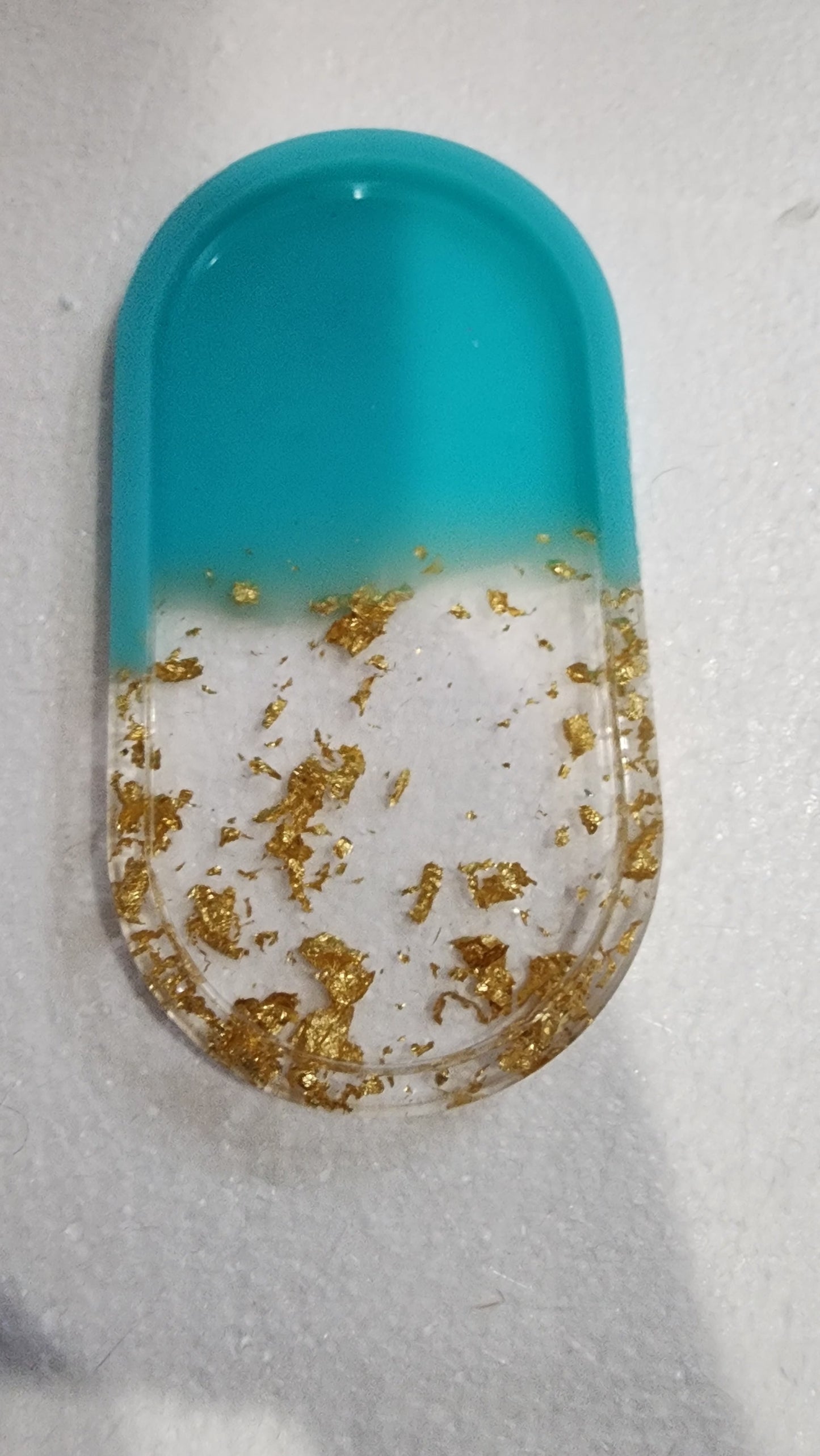 Elegant Purple & Gold Leaf Resin Jewelry Tray – Handmade Oval Trinket Dish for Rings & Earrings