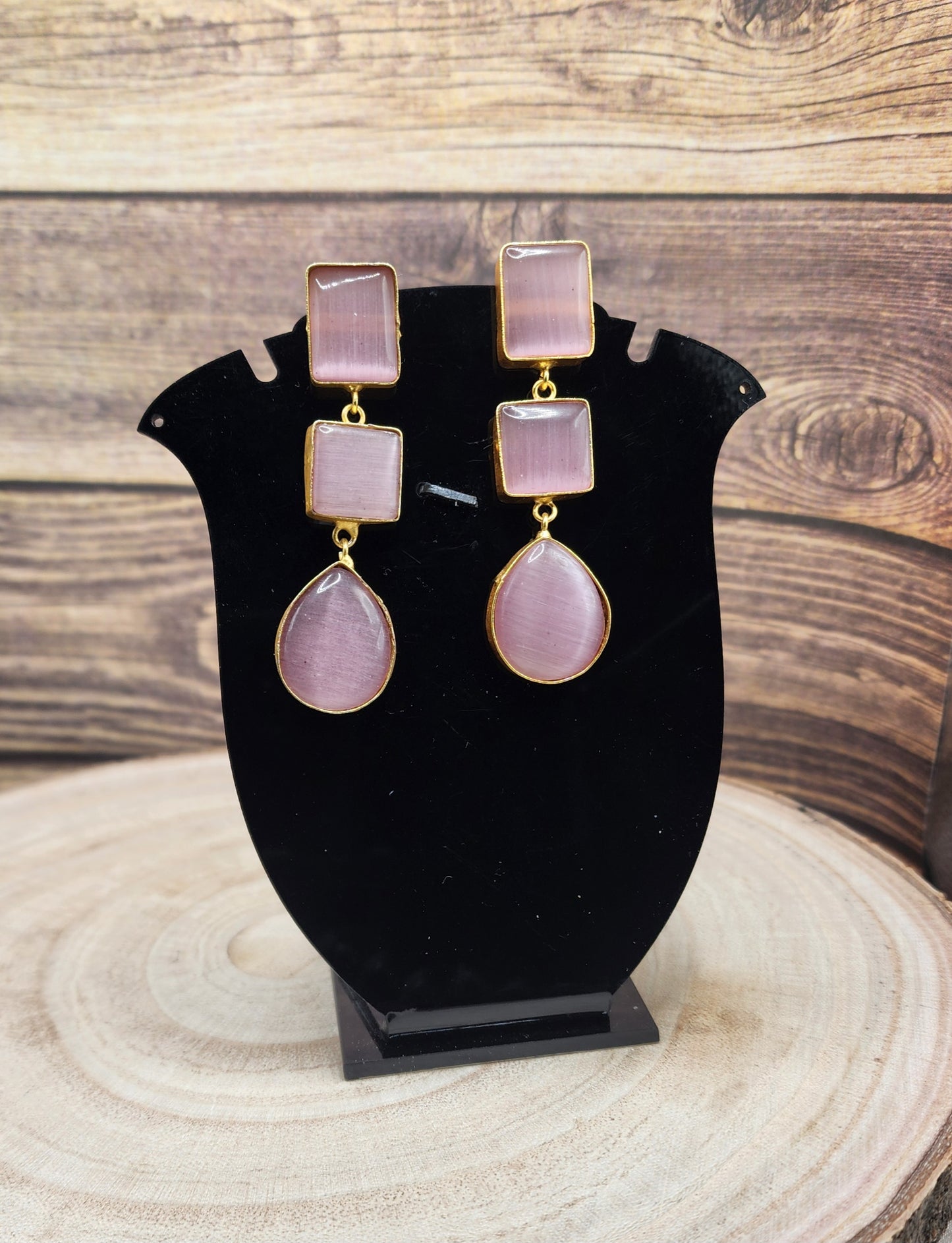 Blush Pink Chalcedony Drop Earrings