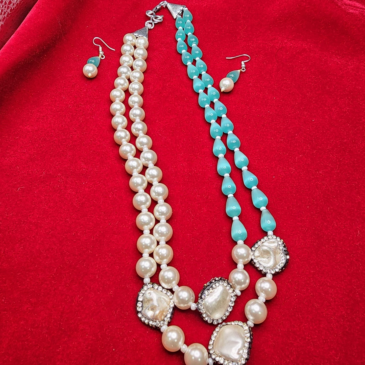Dark Aqua Blue Faceted Beads Multi-Strand Necklace | Handmade Ethnic Layered Jewelry | Statement Gift for Her