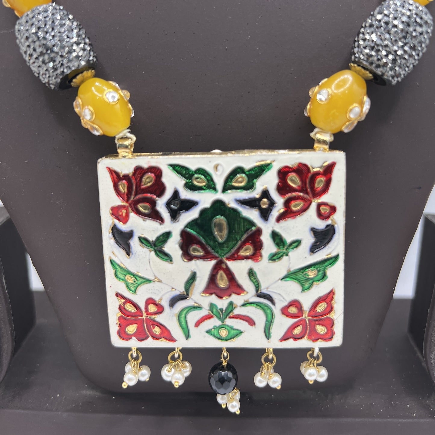 Reversible Navratna Necklace Set with Meenakari Enamel – Traditional Temple Jewelry for Weddings & Festivals