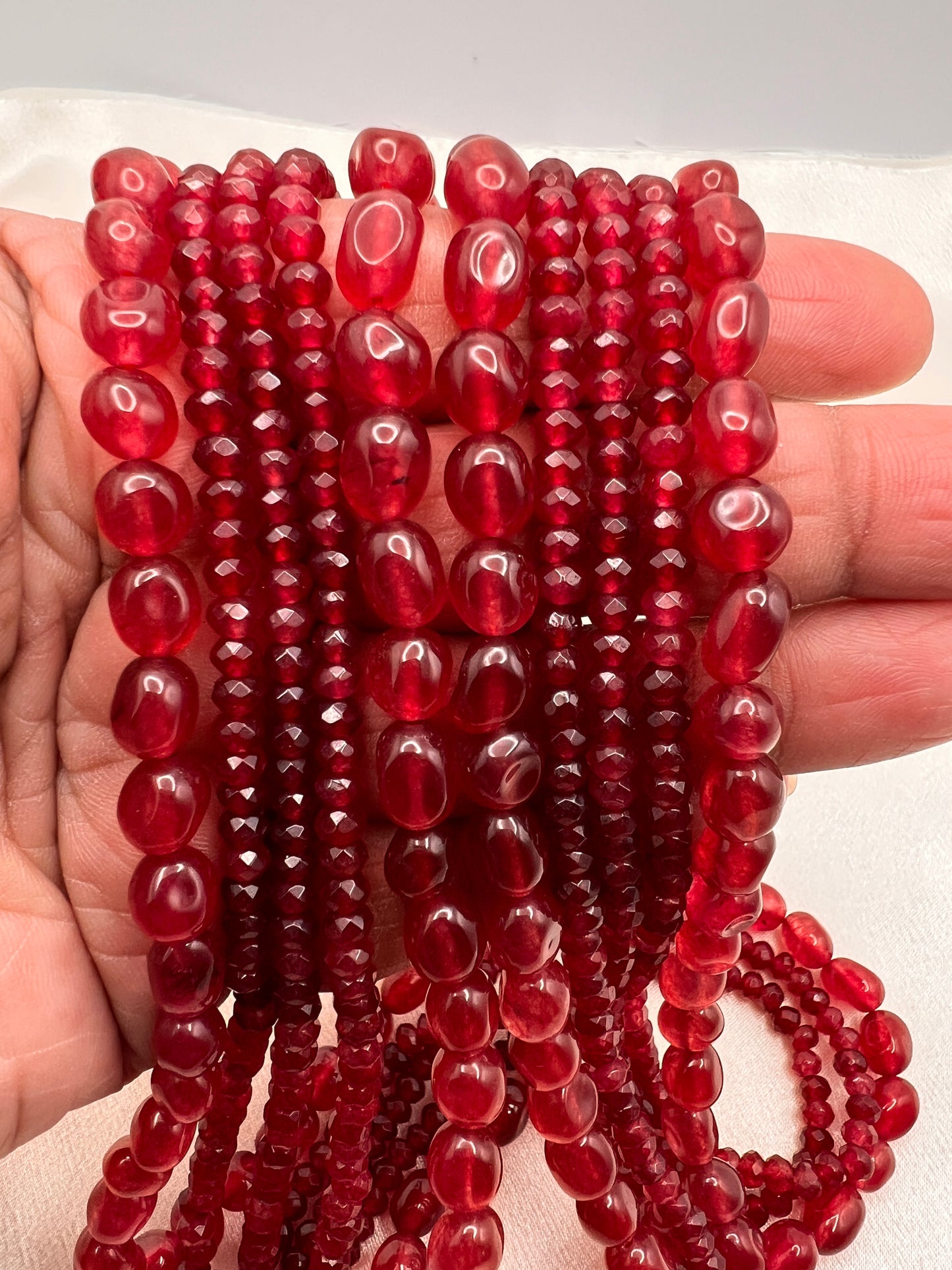 Handmade Deep Red Multi-Strand Beaded Necklace | Layered Ethnic Necklace | Statement Jewelry | Wedding Guest Jewelry | Festive Indian Jewelry
