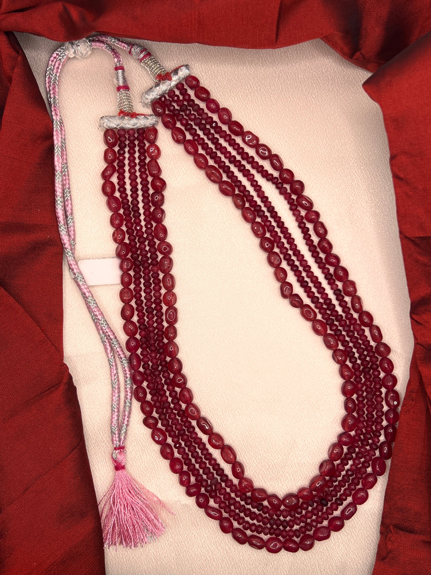 Handmade Deep Red Multi-Strand Beaded Necklace | Layered Ethnic Necklace | Statement Jewelry | Wedding Guest Jewelry | Festive Indian Jewelry