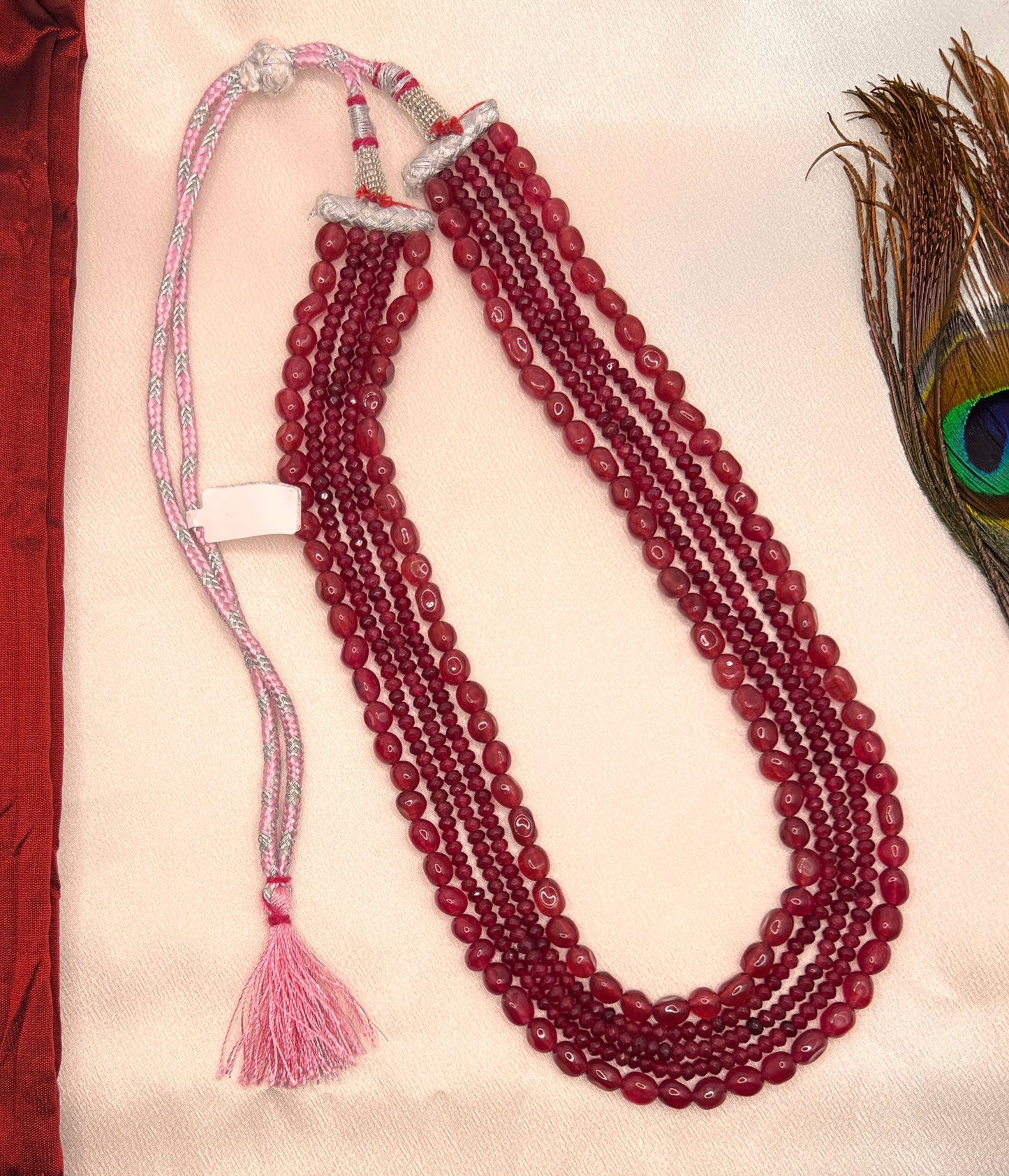 Handmade Deep Red Multi-Strand Beaded Necklace | Layered Ethnic Necklace | Statement Jewelry | Wedding Guest Jewelry | Festive Indian Jewelry