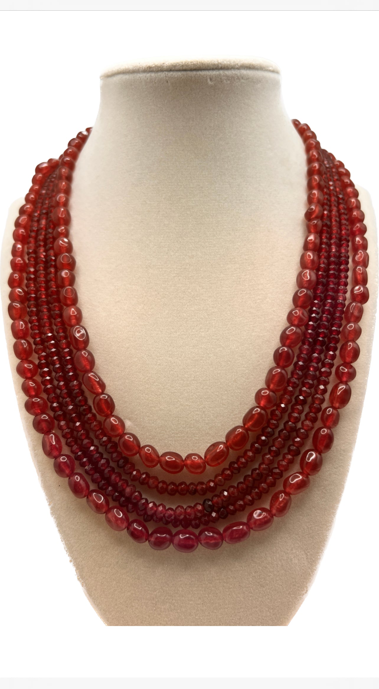 Handmade Deep Red Multi-Strand Beaded Necklace | Layered Ethnic Necklace | Statement Jewelry | Wedding Guest Jewelry | Festive Indian Jewelry