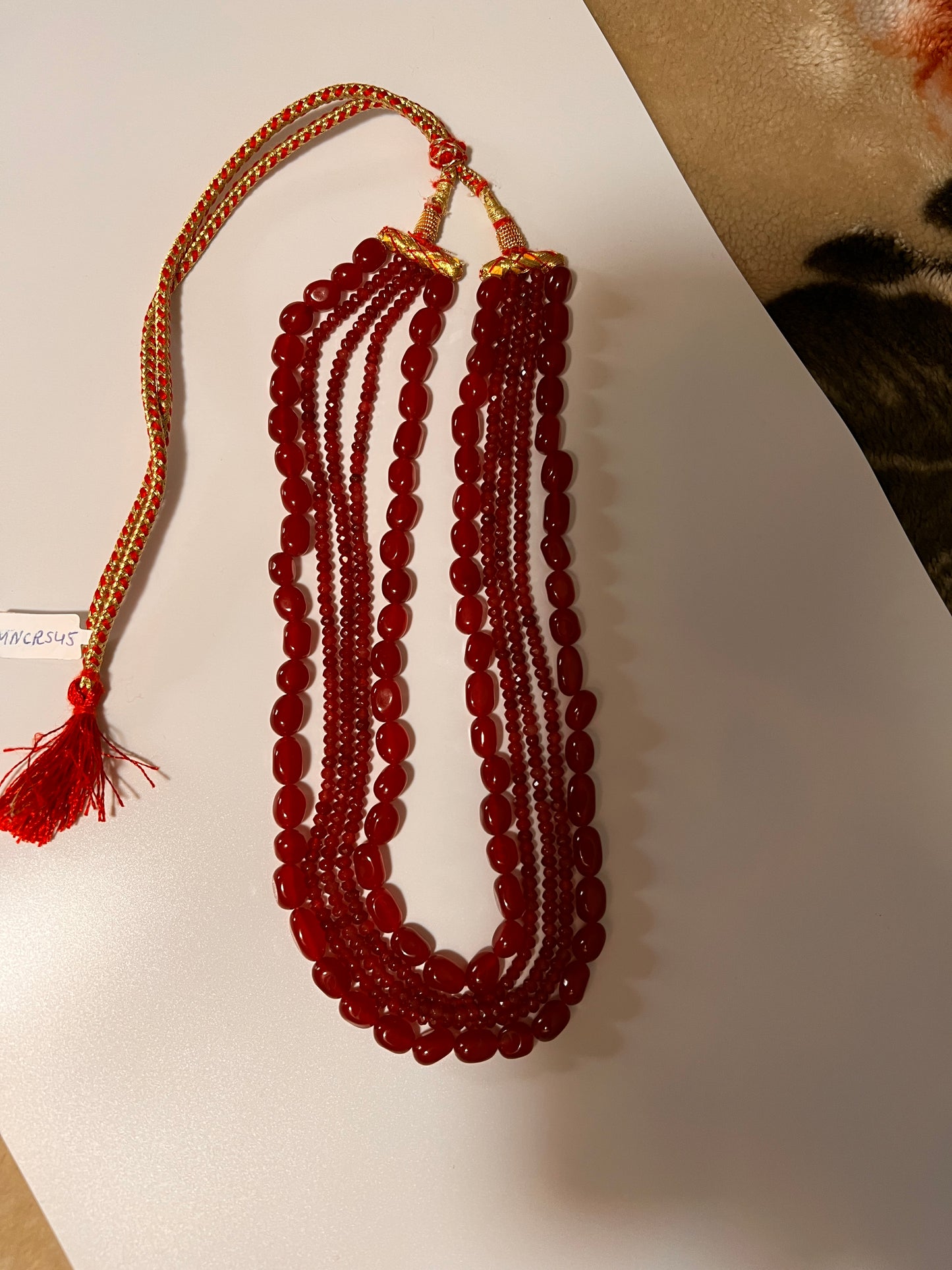 Handmade Deep Red Multi-Strand Beaded Necklace | Layered Ethnic Necklace | Statement Jewelry | Wedding Guest Jewelry | Festive Indian Jewelry