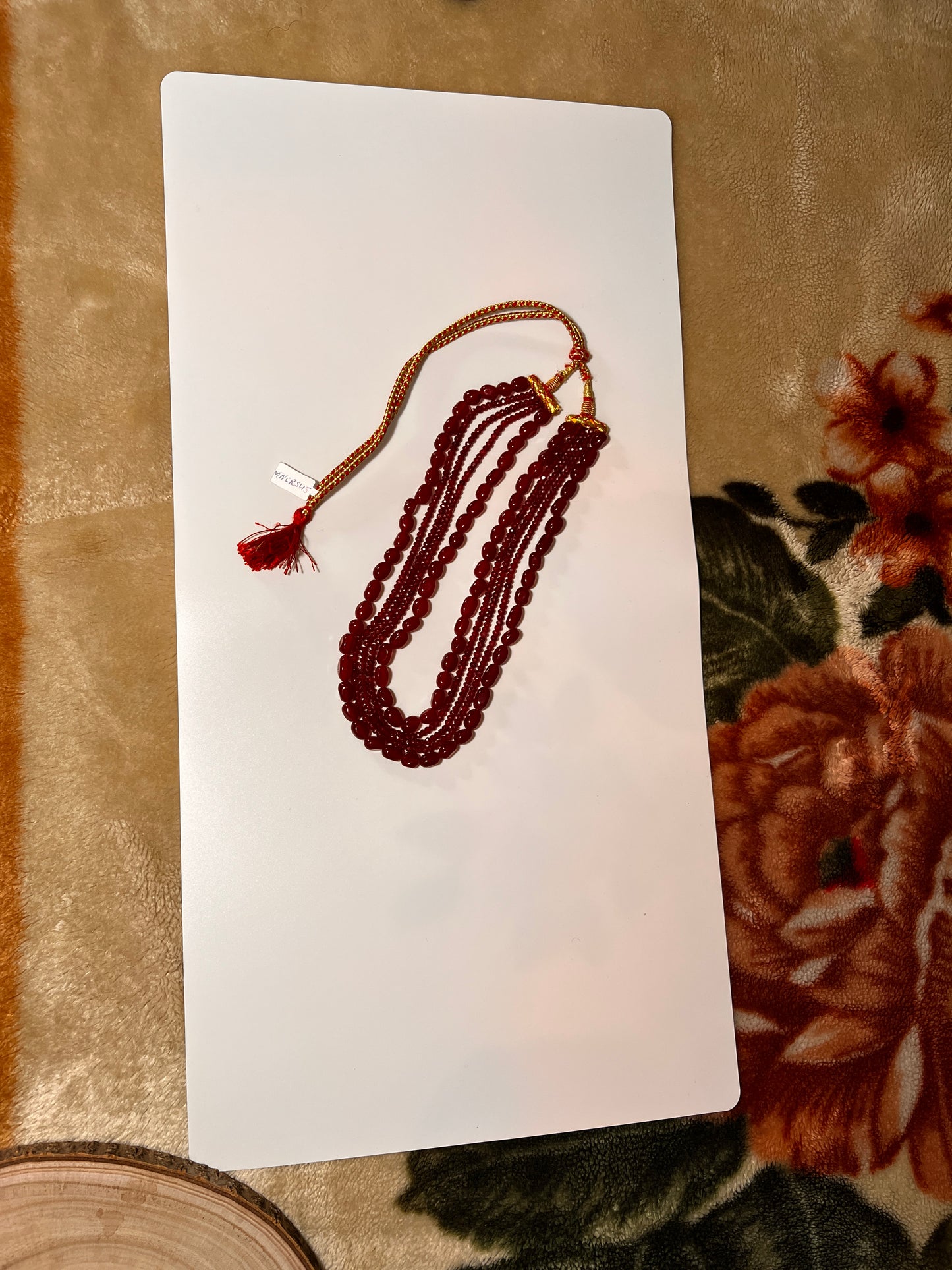 Handmade Deep Red Multi-Strand Beaded Necklace | Layered Ethnic Necklace | Statement Jewelry | Wedding Guest Jewelry | Festive Indian Jewelry