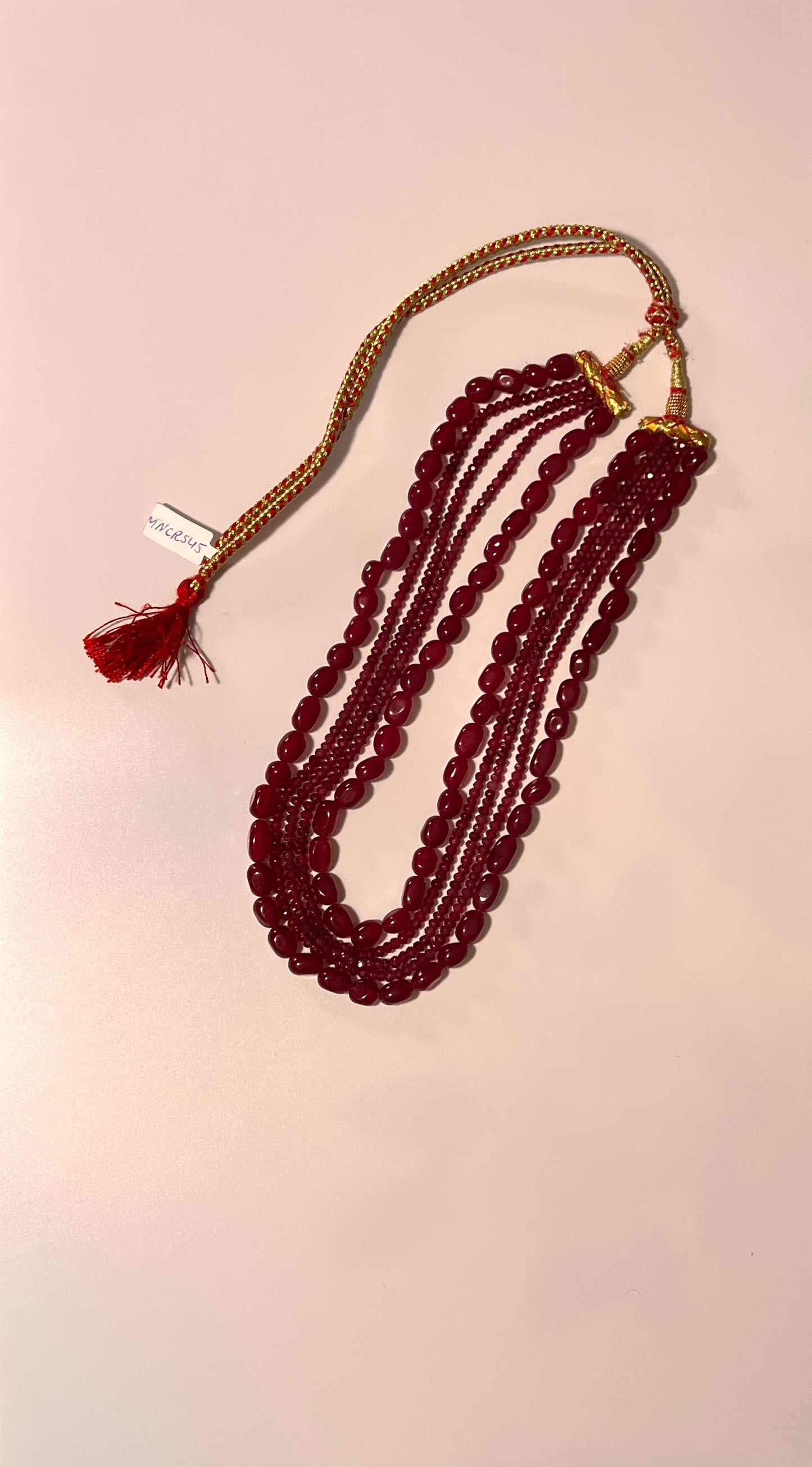 Handmade Deep Red Multi-Strand Beaded Necklace | Layered Ethnic Necklace | Statement Jewelry | Wedding Guest Jewelry | Festive Indian Jewelry