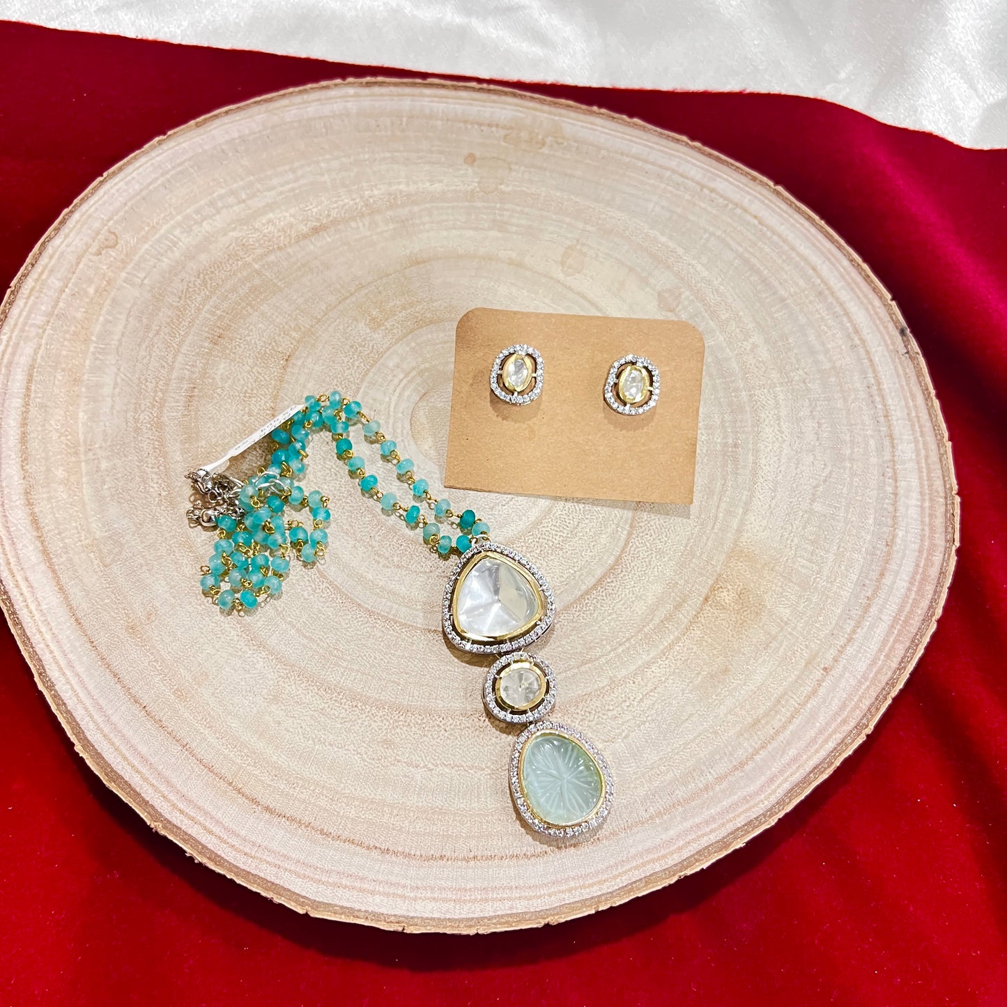 Triple Drop Pendant Necklace with Gemstone Carving |Best Seller |Gift for Her| Eloquent Gift of 2025