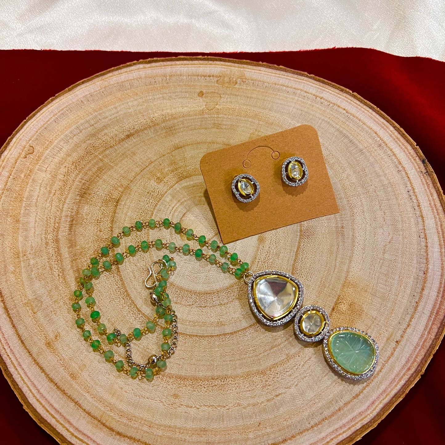 Triple Drop Pendant Necklace with Gemstone Carving |Best Seller |Gift for Her| Eloquent Gift of 2025