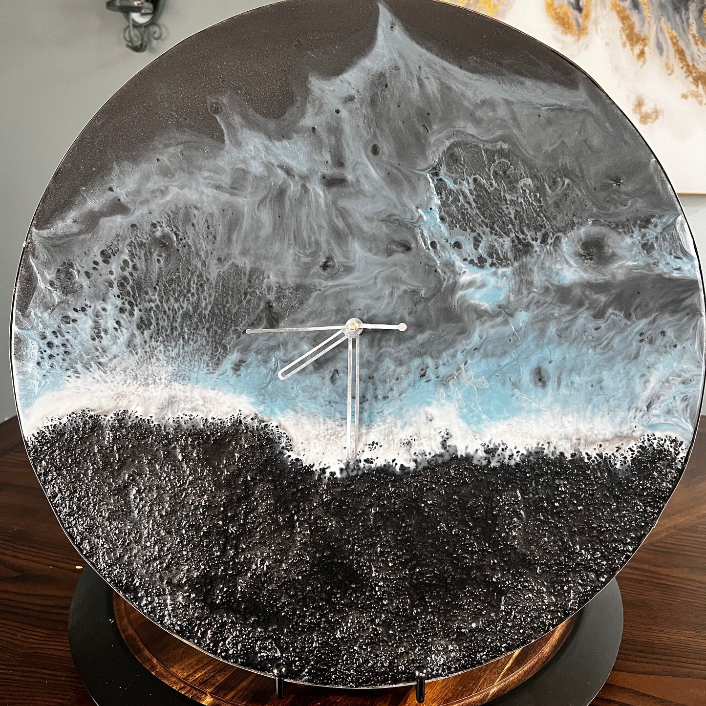 Ocean Wave-Inspired Resin Wall Clock – Handmade Coastal Art Timepiece