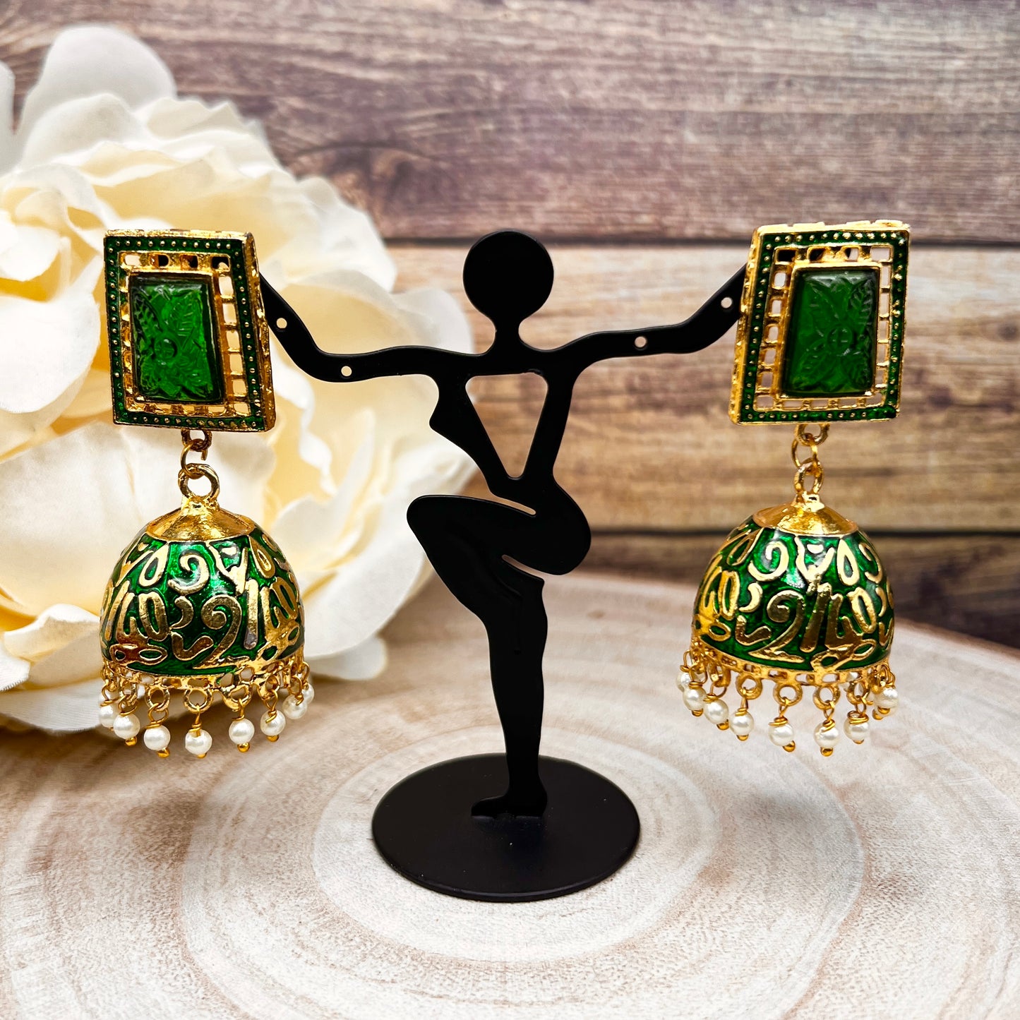 Royal Red Enamel Jhumka Earrings | Gold Plated Handcrafted Statement Jewelry | Ethnic Festival Wear Earrings | Indian Wedding Jewelry
