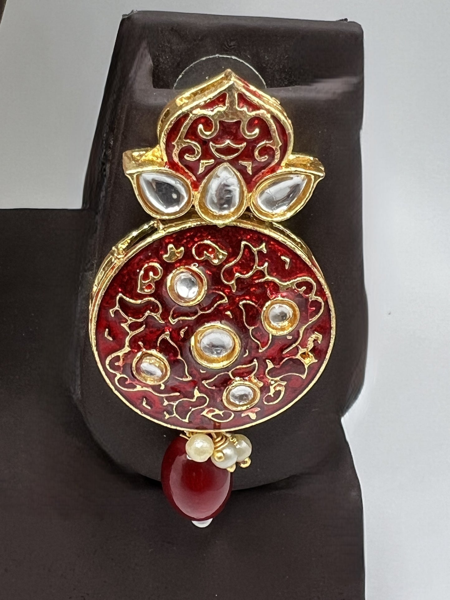Red Necklace set with large Pendant