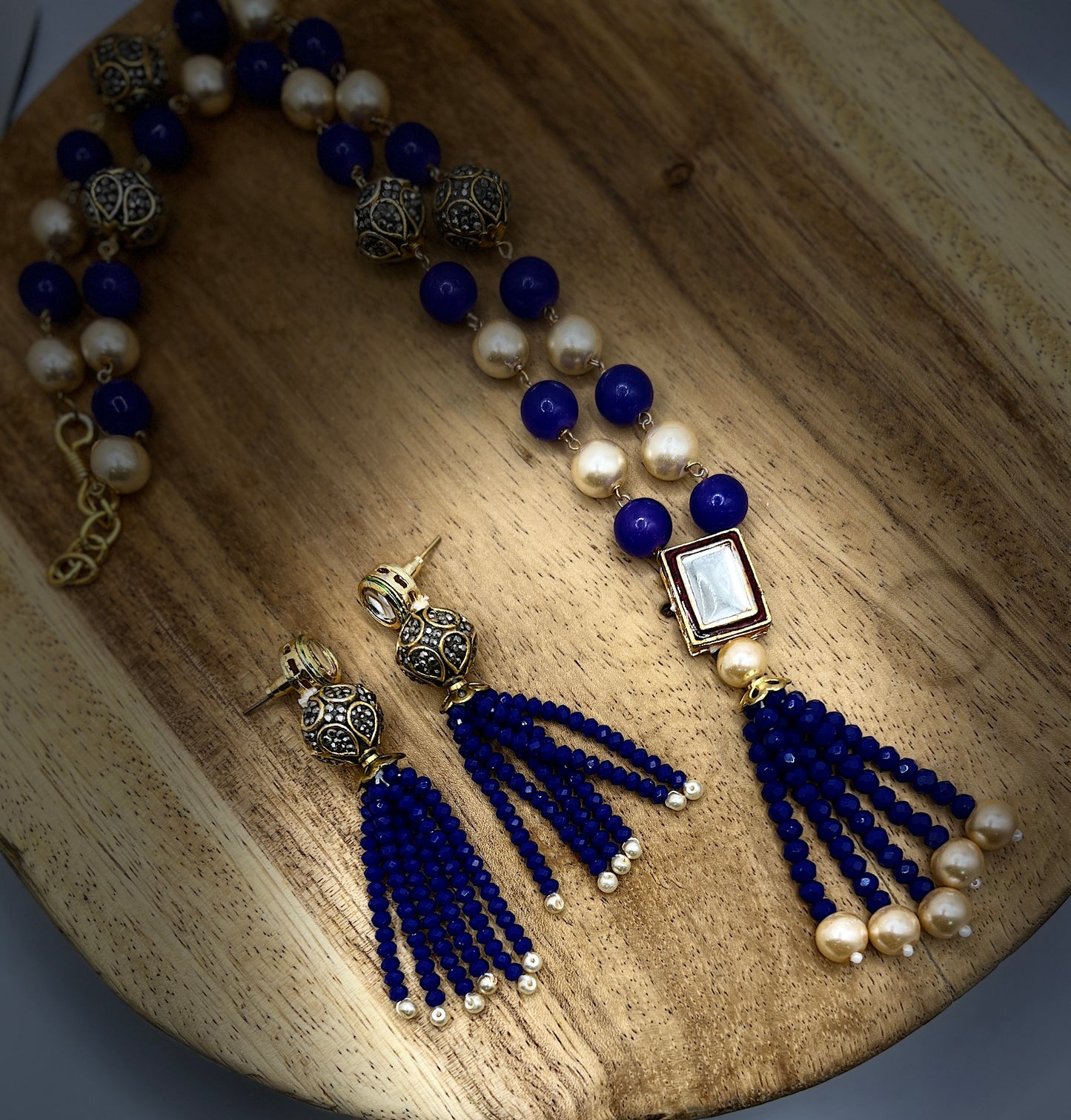 Bold Blue Beads and Pearls