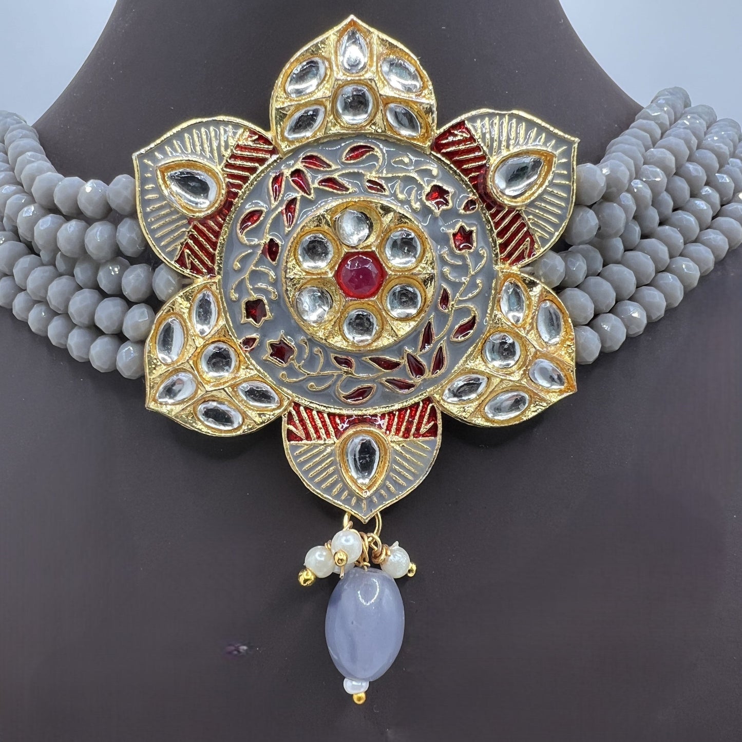 Majestic Empress Grey and Gold Jewelry Set
