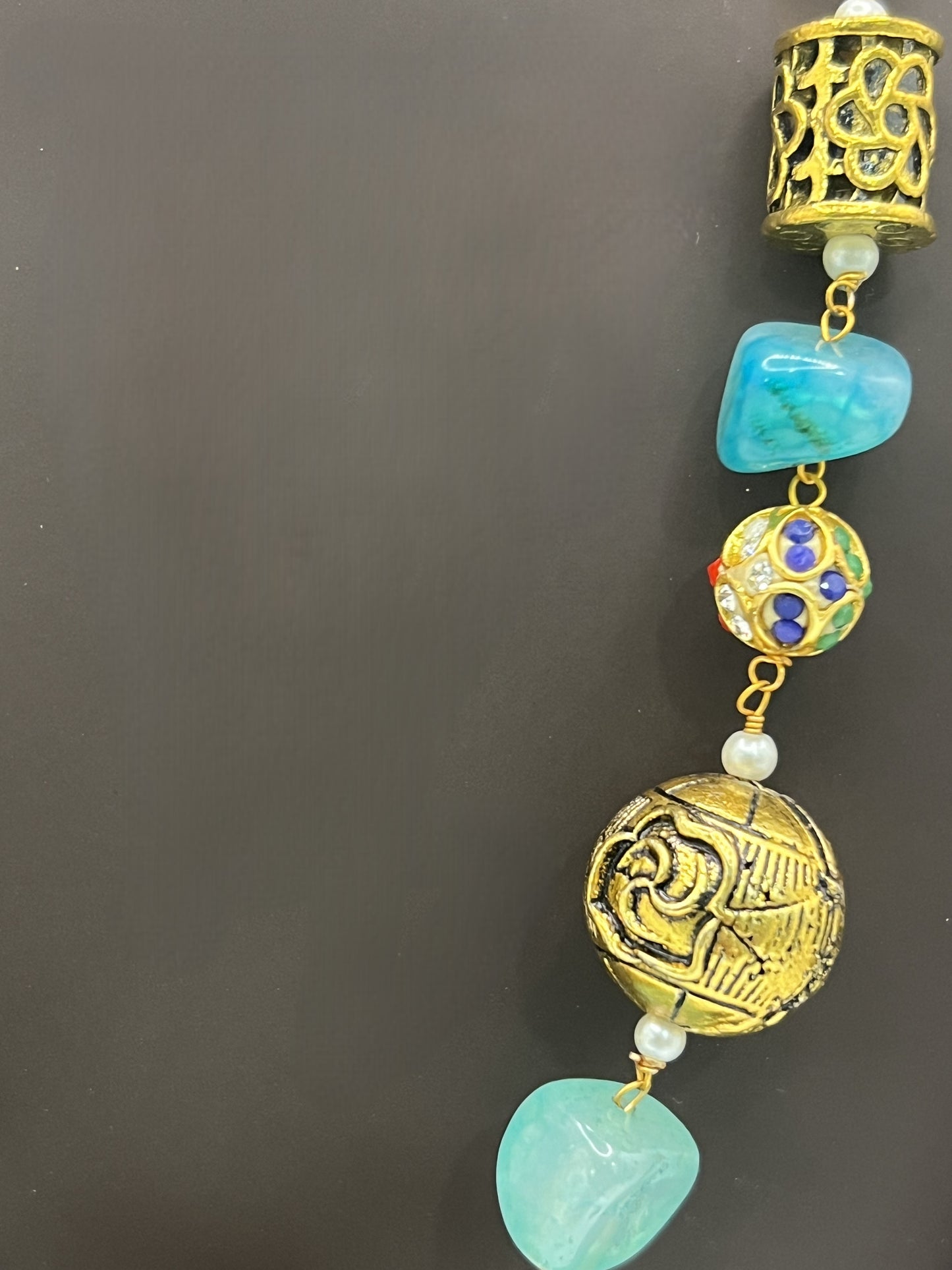 Turquoise Tapestry: Artisanal Beaded Necklace and Earrings Set