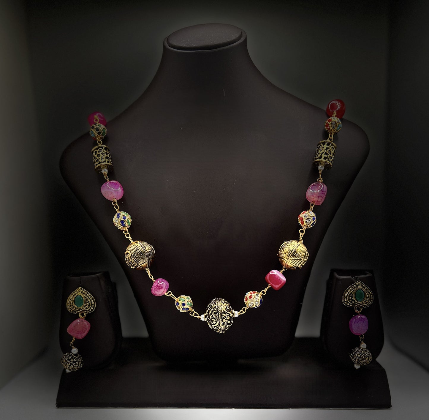 Crimson Charm Gold-Encrusted Jewelry Set