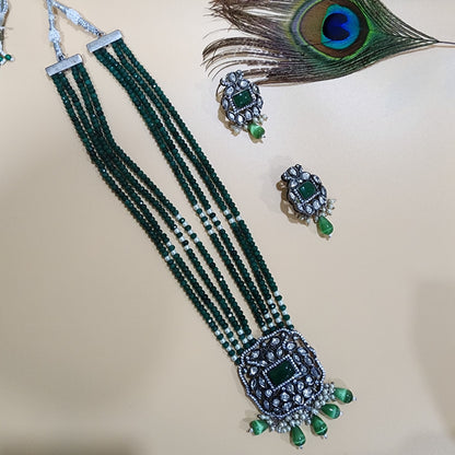 Emerald Green Kundan Necklace Set with Pearl Accents | Polki Bridal Jewelry | Traditional Indian  Necklace|Best Seller|Gift for Her
