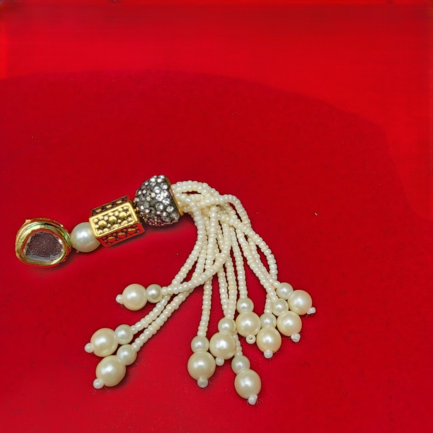 Handcrafted Pearl Beaded Multi-Strand Necklace Set | Traditional Indian Jewelry | Tassel Necklace with Gold Accents | Ethnic Statement Necklace