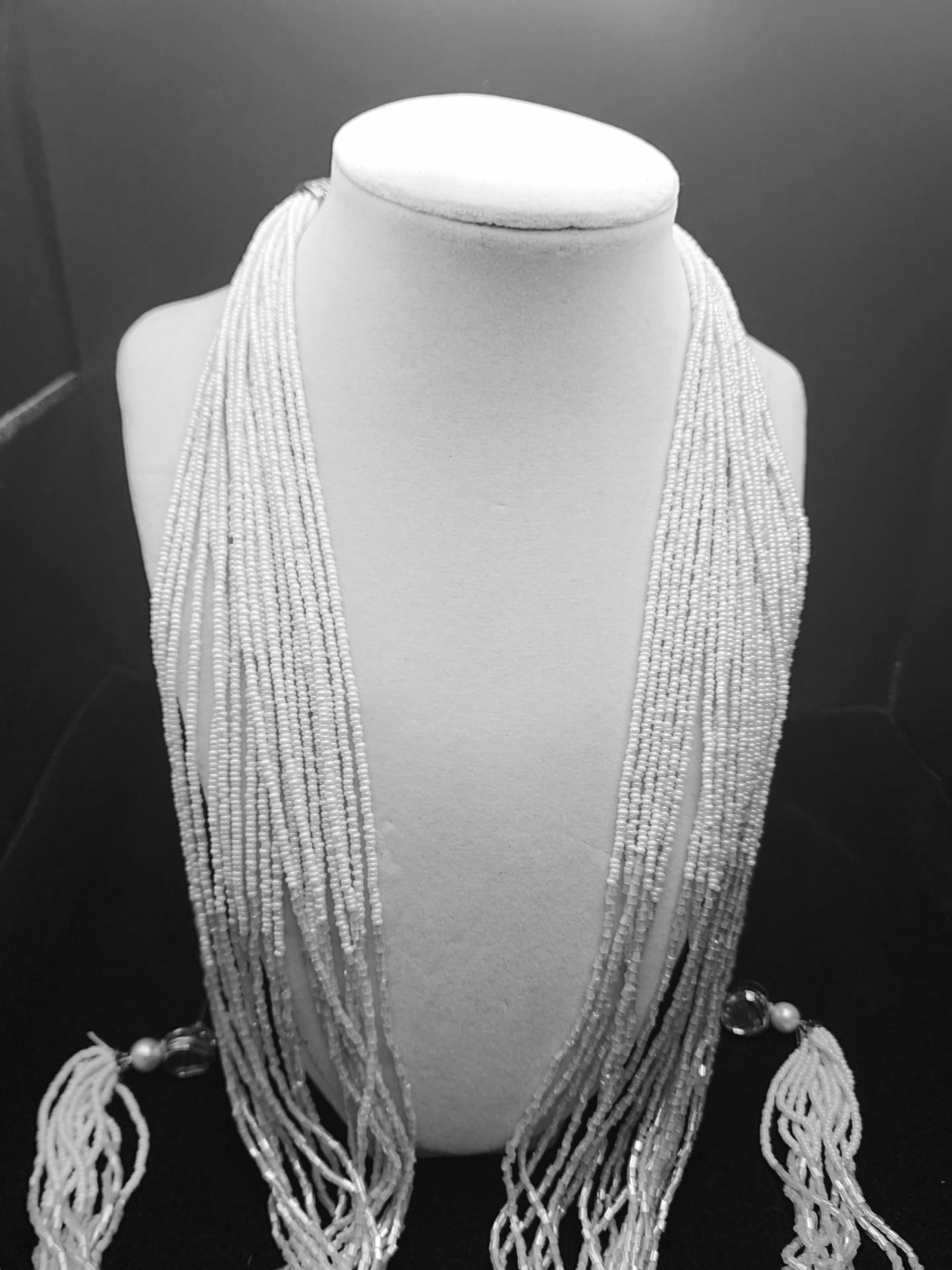 Elegant Off-White & Aqua Ombré Beaded Necklace Set | Handmade Multistrand Glass Bead Jewelry | Traditional Indian Bridal Set | Gift for Her