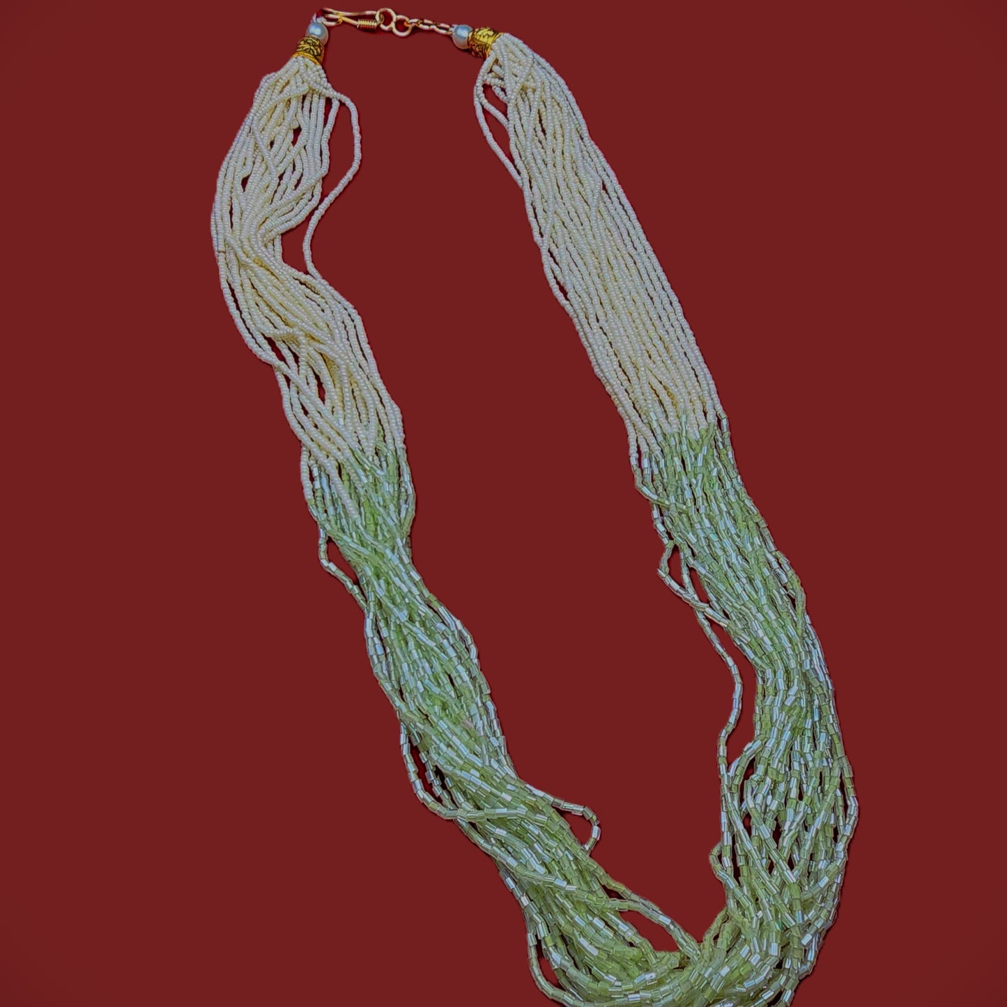 Elegant Off-White & Aqua Ombré Beaded Necklace Set | Handmade Multistrand Glass Bead Jewelry | Traditional Indian Bridal Set | Gift for Her