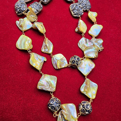 Bold Pearl & Black Crystal Designer Necklace Set | Antique Silver Accents | Festival & Bridal Jewelry|Best Seller| Gift for Her