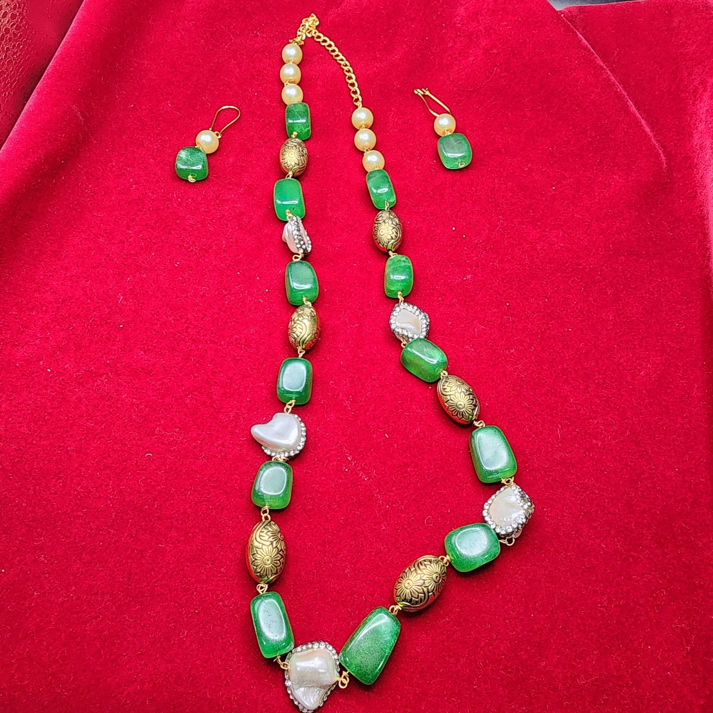 Elegant Beaded Necklace & Earring Set | Semi-Precious Stone Jewelry | Multi-Color Variants | Statement Gift Set for Her