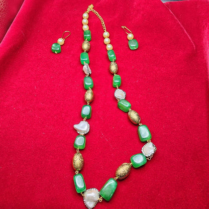Elegant Beaded Necklace & Earring Set | Semi-Precious Stone Jewelry | Multi-Color Variants | Statement Gift Set for Her