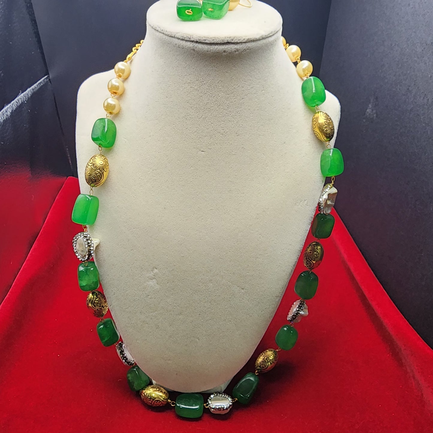 Elegant Beaded Necklace & Earring Set | Semi-Precious Stone Jewelry | Multi-Color Variants | Statement Gift Set for Her