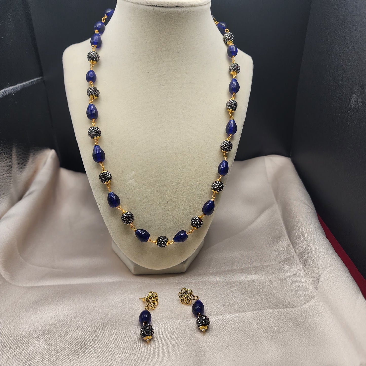 Elegant Beaded Necklace & Earring Set | Semi-Precious Stone Jewelry | Multi-Color Variants | Statement Gift Set for Her