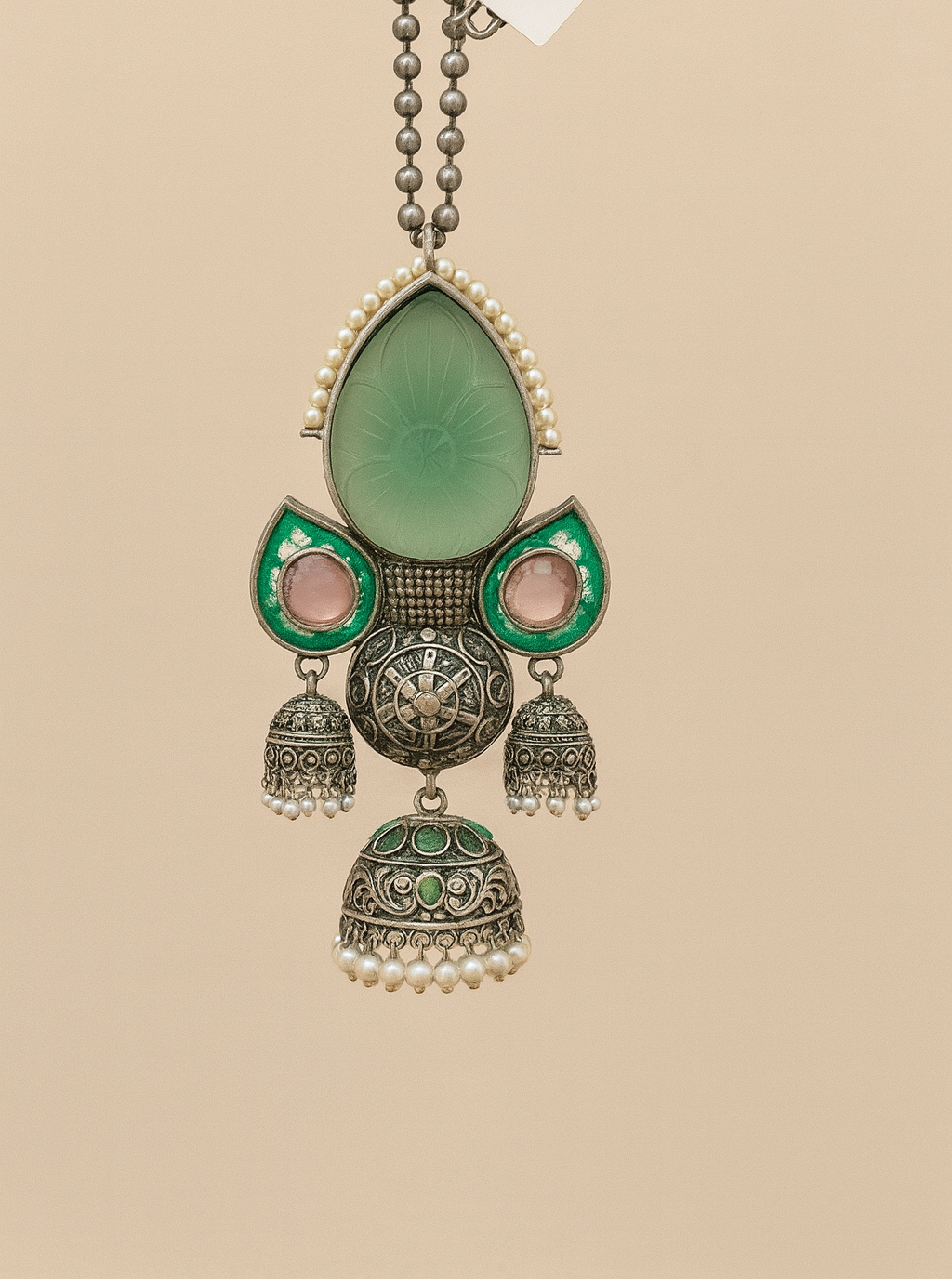 Antique Silver Tone Necklace and Earrings Set with Purple Stone Accents