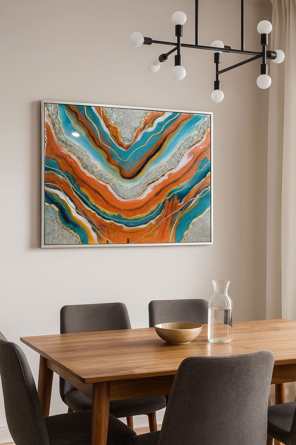 Rectangle Resin art with silver Geode| Best Seller | House Warming| New Home