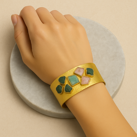 Raw Stone Golden Cuff Bracelets