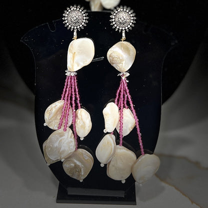 Meenakari Shell Tassel Necklace | Hand-Painted Beads & Shell Drop | Indian Boho Jewelry | Statement Gift