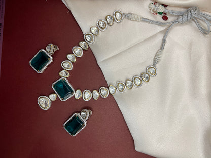 Stunning Polki Necklace & Earring Set