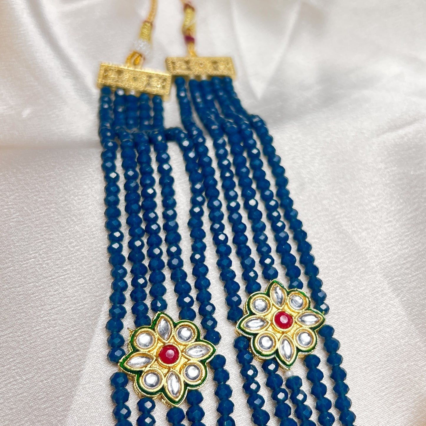 Royal Blue Meenakari Kundan Choker Necklace Set – Indian Bridal Jewelry with Pearls & Beads|Best Seller|Gift for Her