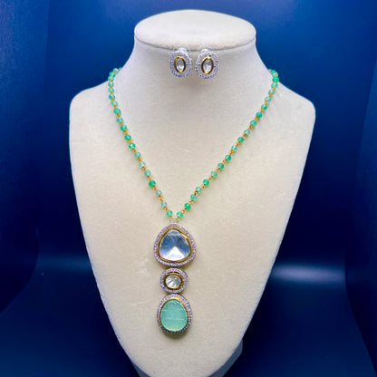 Triple Drop Pendant Necklace with Gemstone Carving |Best Seller |Gift for Her| Eloquent Gift of 2025