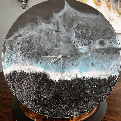 Ocean Wave-Inspired Resin Wall Clock – Handmade Coastal Art Timepiece