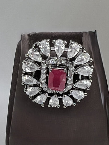 New-Red Chocker Necklace Set with diamond kundan  based pendant and earrings