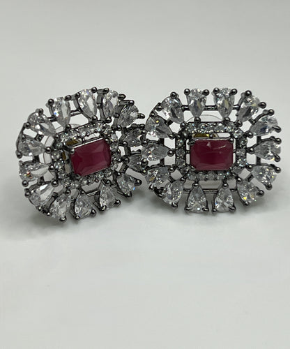 New-Red Chocker Necklace Set with diamond kundan  based pendant and earrings