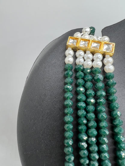 Beautiful Necklace with Green Stones and Kundans