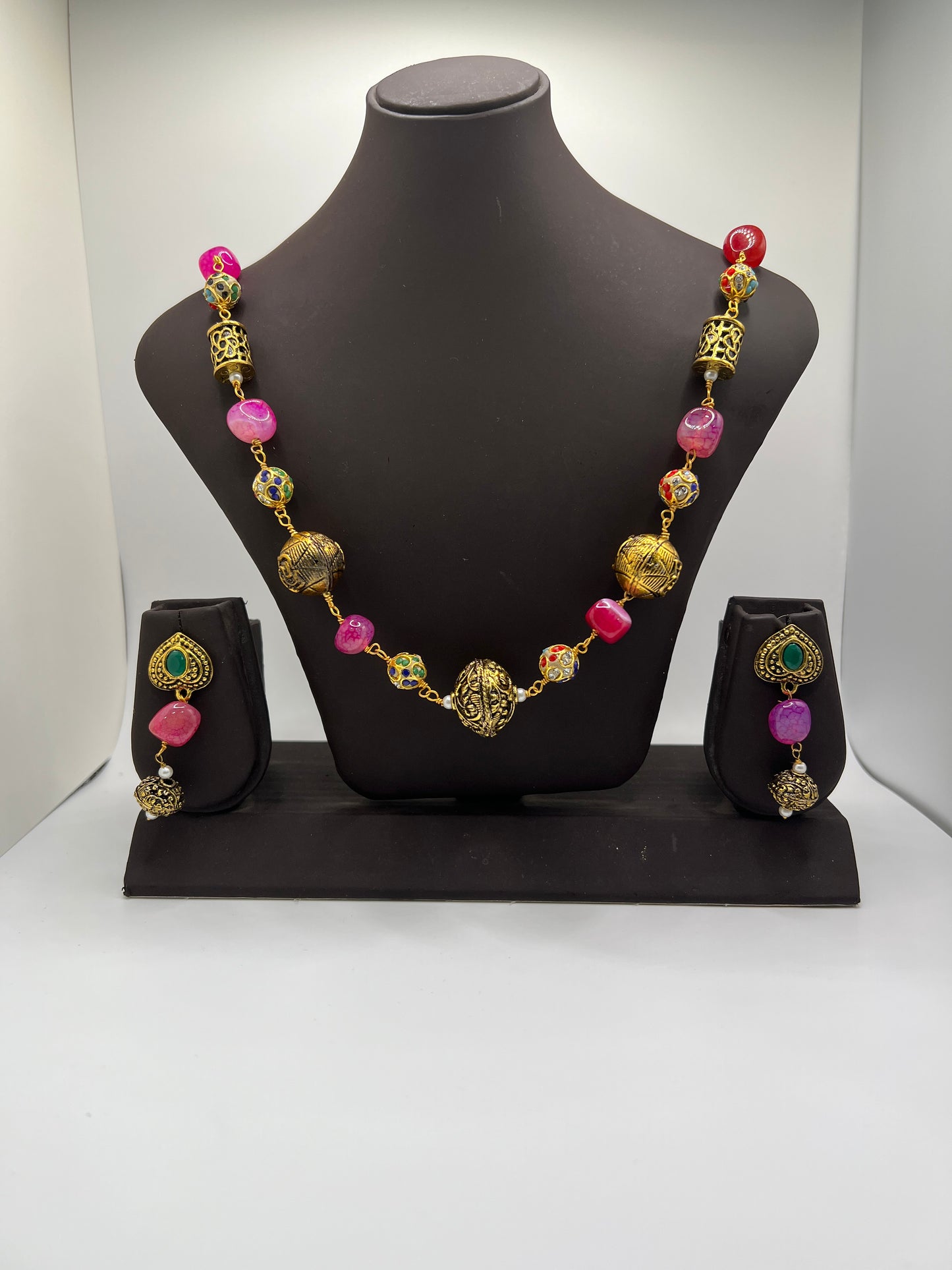 Crimson Charm Gold-Encrusted Jewelry Set